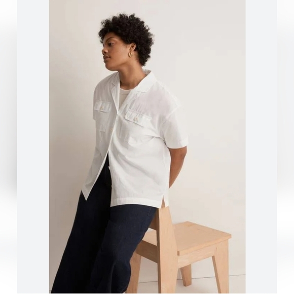 Madewell Signature Poplin Camp Shirt White Minimalist Button Down - Picture 2 of 4